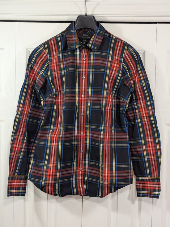 J. Crew Tops - J.Crew Womens Slim Stretch Shirt in Black Stewart Tartan